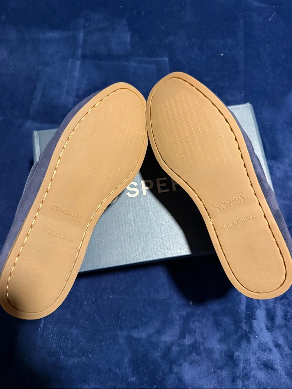 Sperry Men’s Navy Suede Shearling-Lined Boat Moccasins